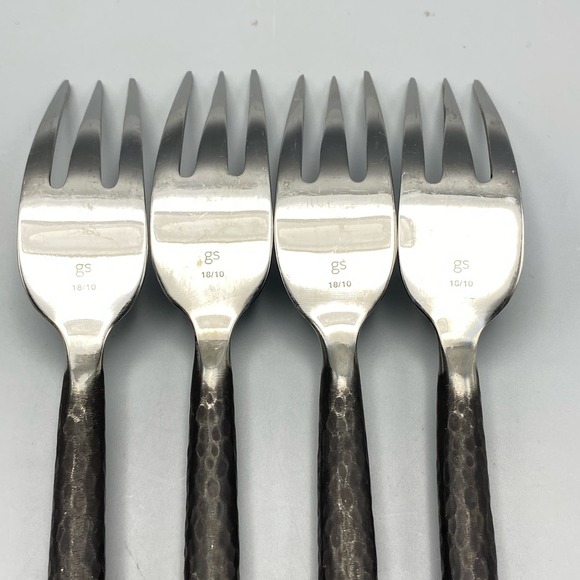 Avalon Barcelona lot of 4 Dinner Forks Hammered Matte Handle by Gourmet Settings - Picture 5 of 7